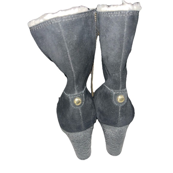 Michael Kors Rory Black Suede Wedge Boots size 8 1/2M Zip And Lace formal MK - Picture 4 of 9